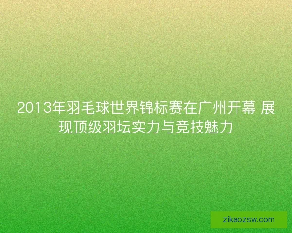 2013年羽毛球世界锦标赛在广州开幕 展现顶级羽坛实力与竞技魅力