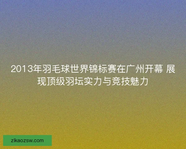 2013年羽毛球世界锦标赛在广州开幕 展现顶级羽坛实力与竞技魅力
