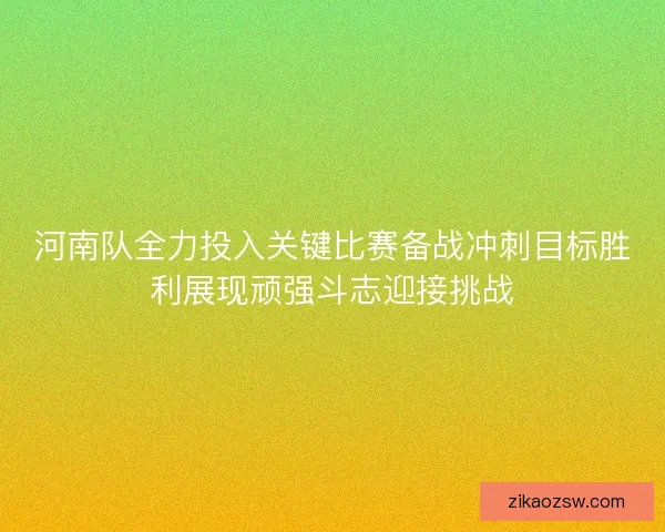 河南队全力投入关键比赛备战冲刺目标胜利展现顽强斗志迎接挑战